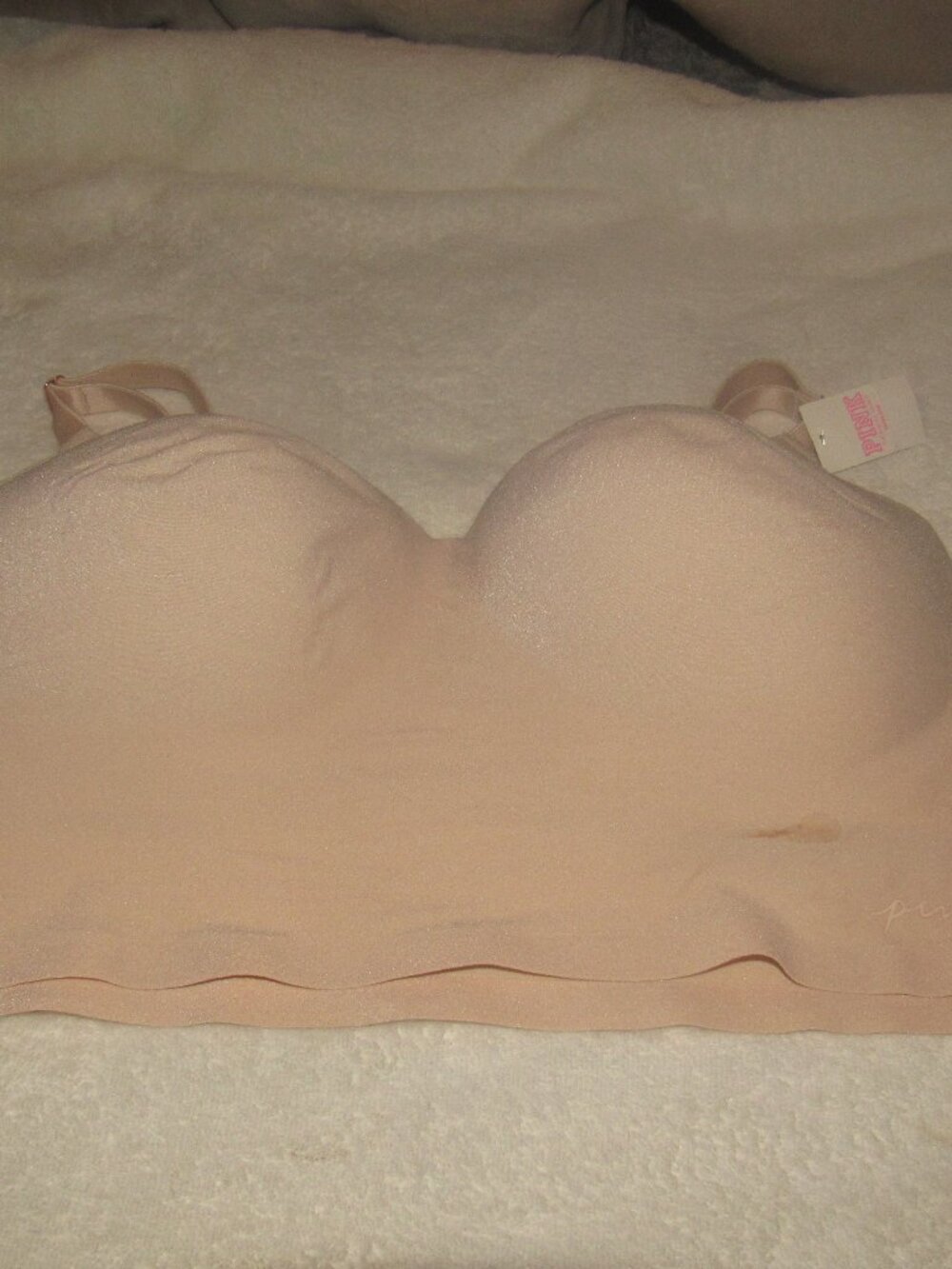 Victoria's Secret PINK Wireless Lightly Lined Beige Bra Size XL NWT